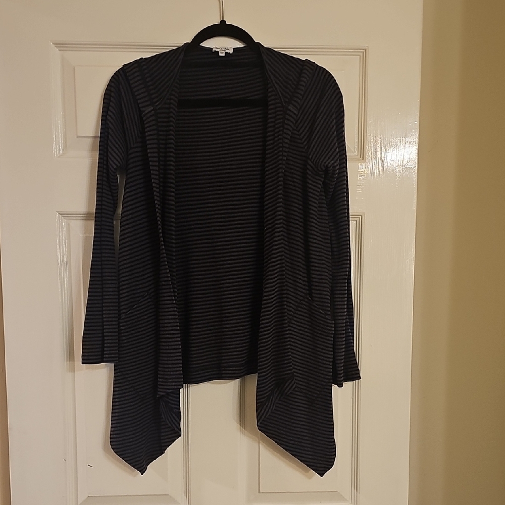Splendid Black and Gray Striped Cardigan